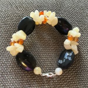 Snowflake obsidian. Bracelet & sterling silver & stones. Final sale.